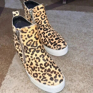 STEVE MADDEN WEDGIE LEOPARD SNEAKER sz 9.5